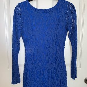 VIVID BLUE LONG SLEEVE FORMAL DRESS!